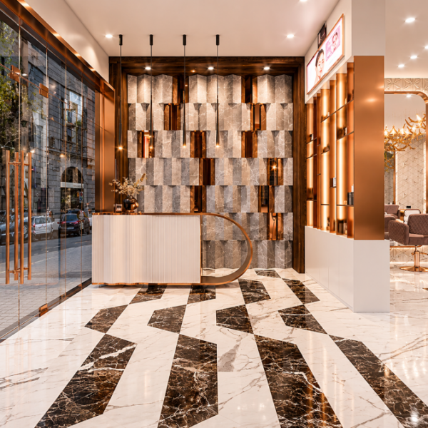 reception area of salon - interior designers